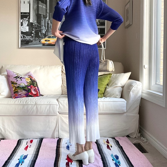 Micropleated blue ombre pants - Picture 6 of 13